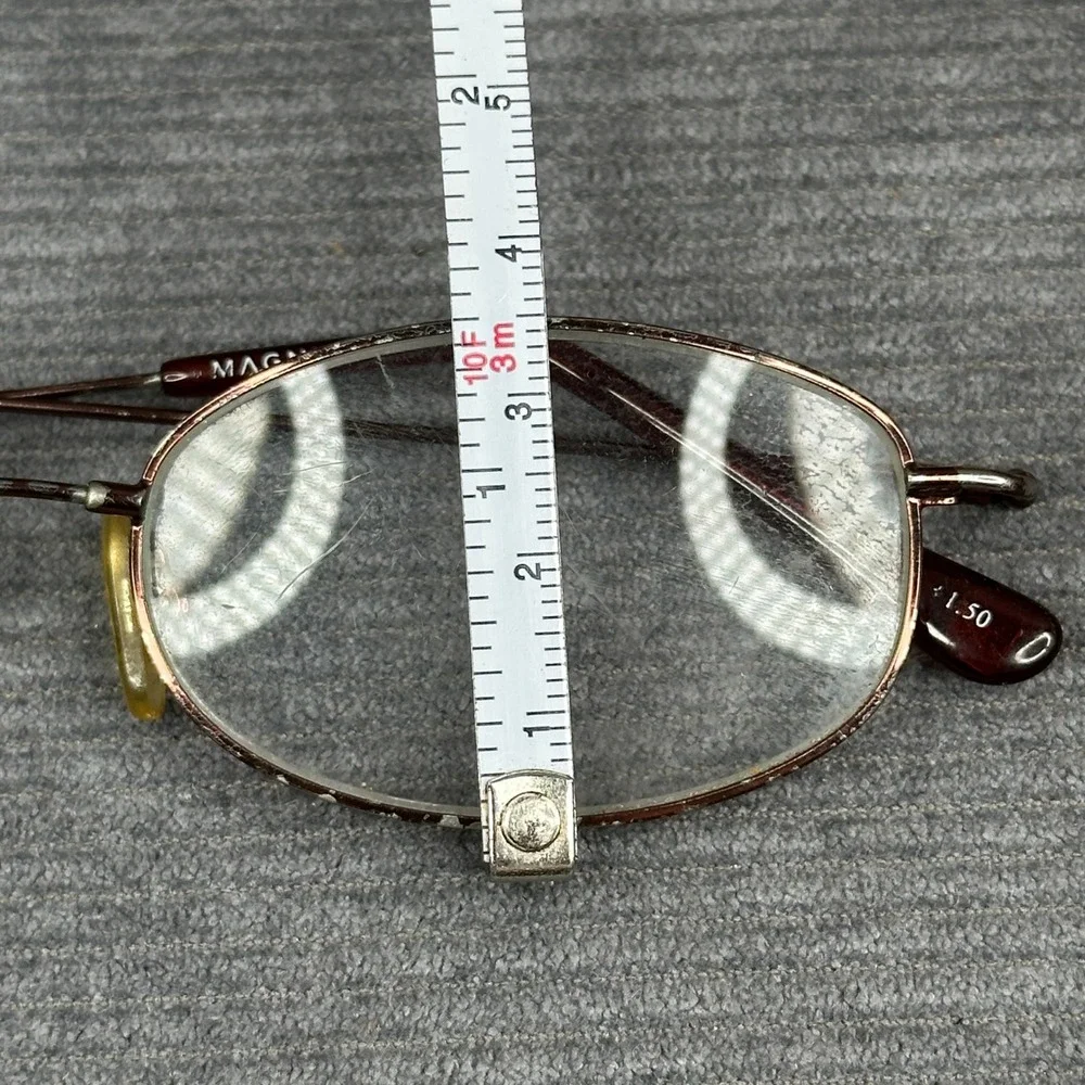 Magnivision Y2k Reading Glasses +1.50 Oval Burgundy Metal CT0107 Hyper Full MVC